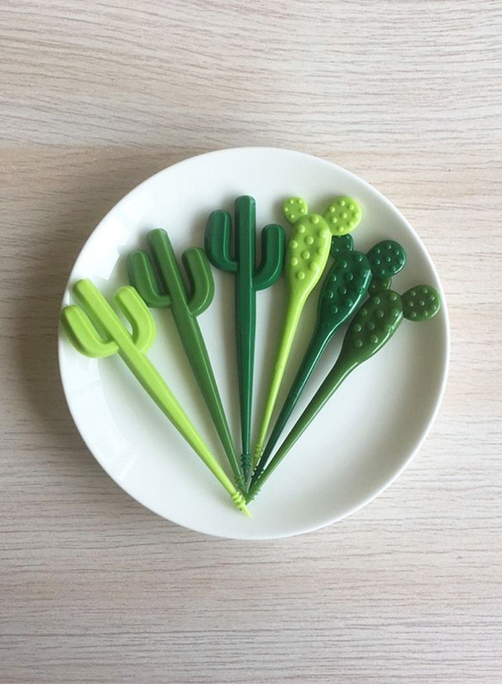 Loquat 6-Piece Mini Fruit Forks Green  - Image 1