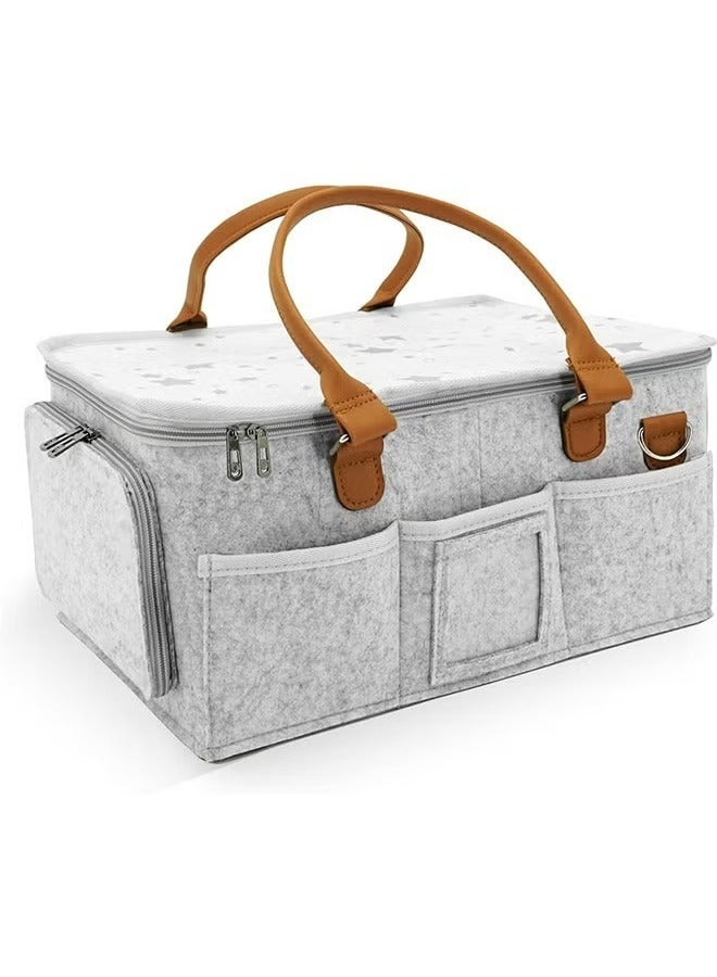 Dominy Portable Diaper Caddy Storage Bag with Roll Lid and Removable Dividers, Caddy Organizer for Nursery, Changing Table, Car and More, Travel-Friendly Baby Caddy for Infant Essentials  - Image 1