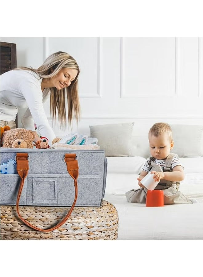 Dominy Portable Diaper Caddy Storage Bag with Roll Lid and Removable Dividers, Caddy Organizer for Nursery, Changing Table, Car and More, Travel-Friendly Baby Caddy for Infant Essentials  - Image 2