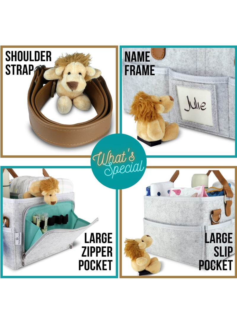 Dominy Portable Diaper Caddy Storage Bag with Roll Lid and Removable Dividers, Caddy Organizer for Nursery, Changing Table, Car and More, Travel-Friendly Baby Caddy for Infant Essentials  - Image 4