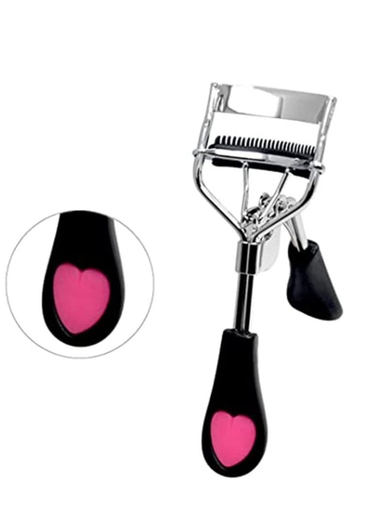 KASTWAVE - Eyelash Curler, Lashes Curler Clip with Built in Comb Eye Lash Curler Lash Tool with Brush Mini Small Best Eyelash Curler with Lash Separator Refill Pads Portable Compact Makeup Curler Black - Image 1