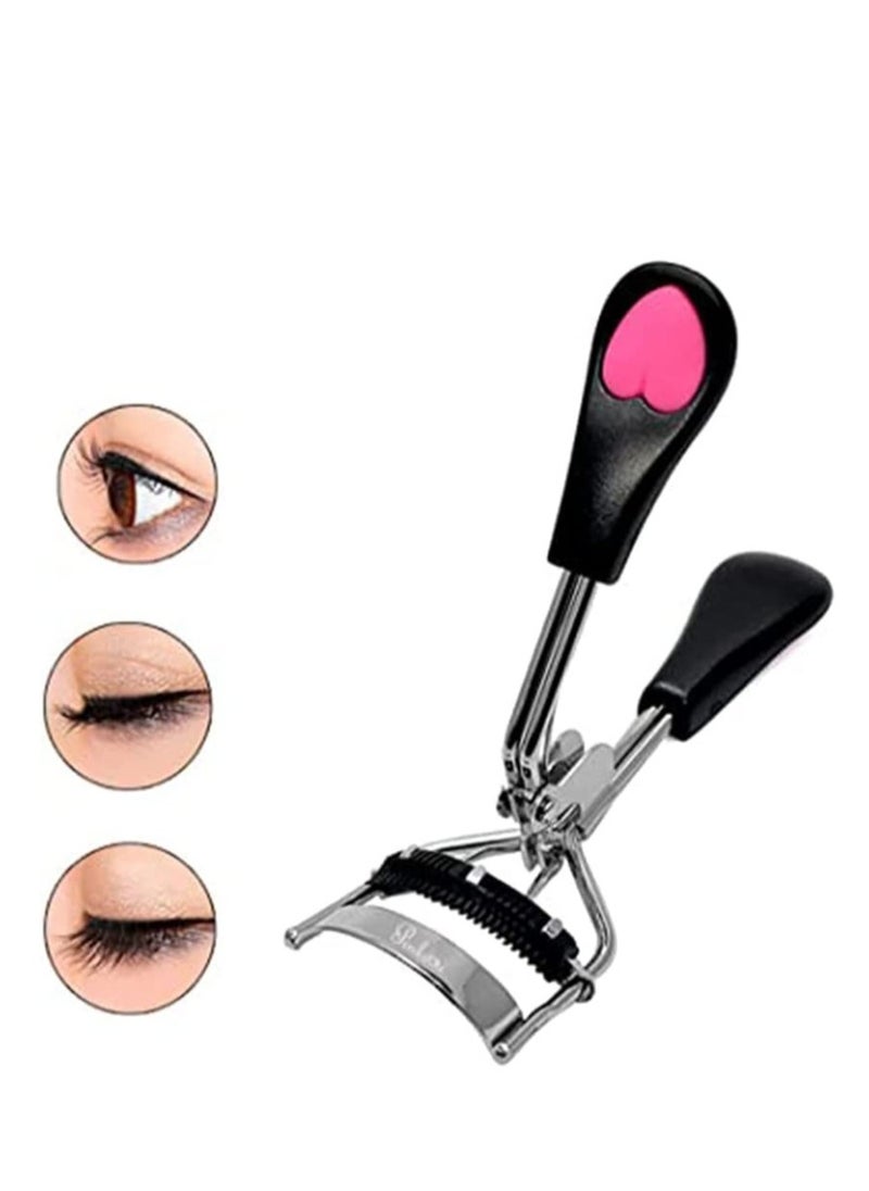 KASTWAVE - Eyelash Curler, Lashes Curler Clip with Built in Comb Eye Lash Curler Lash Tool with Brush Mini Small Best Eyelash Curler with Lash Separator Refill Pads Portable Compact Makeup Curler Black - Image 1