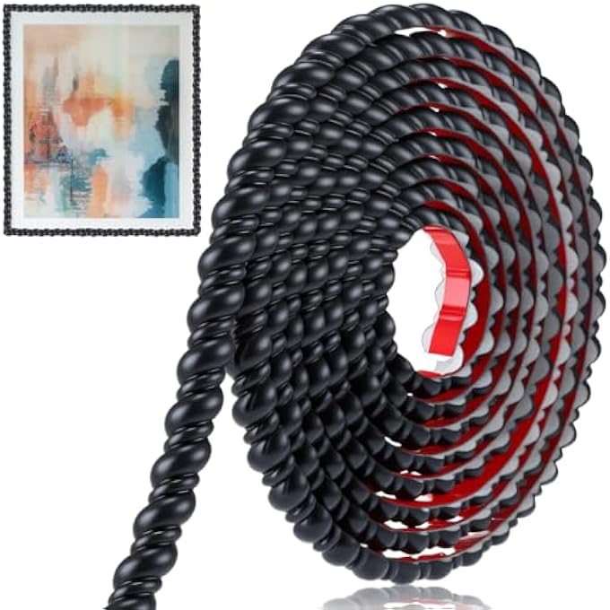 FLEXIBLE MOLDING TRIM PEEL AND STICK MOLDING TRIM FOR WALLS 16.4 FT X 0.59 INCH SELF ADHESIVE PAINTABLE DIY WALL TRIMS FOR DIY MIRROR FRAME CABINET EDGE PICTURE HOME DECOR (CLASSIC,BLACK) - Image 2