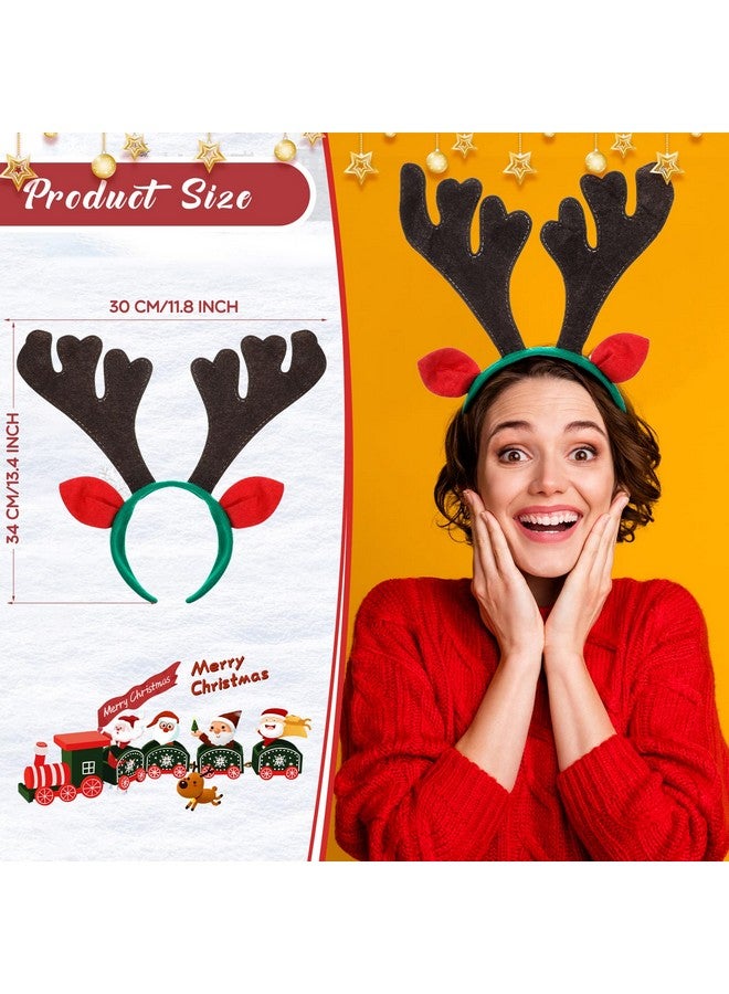 Zubebe 48 Pcs Christmas Reindeer Antlers Headbands With Ears Antler Xmas Elk Deer Headpiece Photo Booth Props Decoration For Holiday Adults Kids Xmas Costume Cosplay Party Favors Supplies - Image 1
