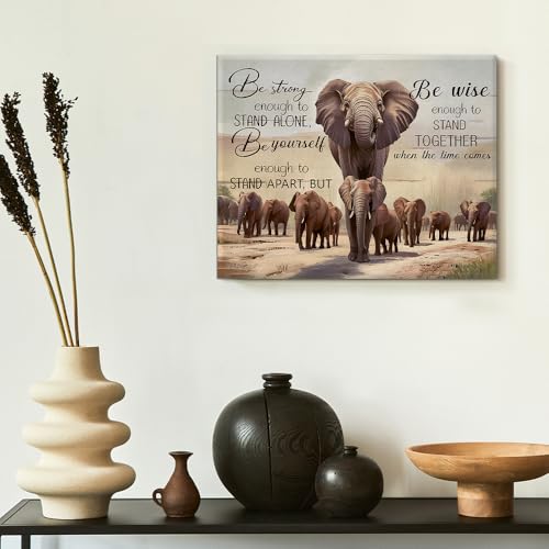 QPVXSST Inspirational Elephant Canvas Wall Art Be Strong African Elephants Print Poster Framed Painting Artwork for Home Bedroom Living Room Wall Decoration 8x10 Inch - Image 5