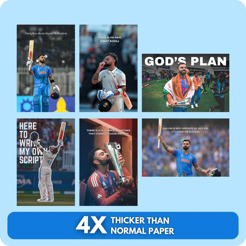 auraposter Virat Kohli Poster (Set of 48) | King of Cricket Virat Posters (15 x10 cm) | Wall, Bedroom, Living room | Cricket Posters | World Cup | RCB | Glue Dots Included - Image 2