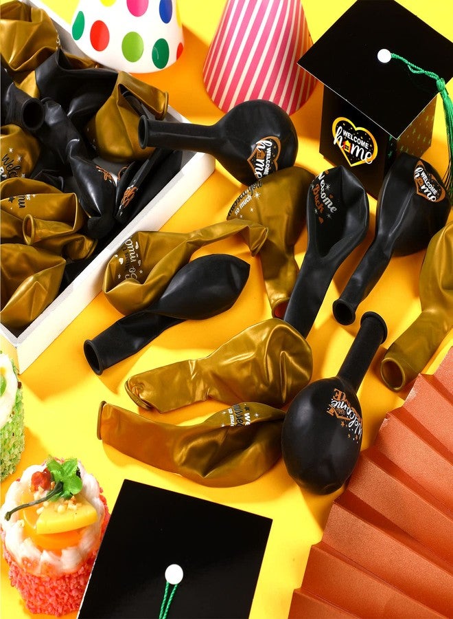 Harrycle 45 Pcs Welcome Home Balloon Decoration 12 Inch Black and Gold We Missed You So Much Balloon for Family Gathering Housewarming Reunion Army Theme Home Deployment Return Party - Image 4