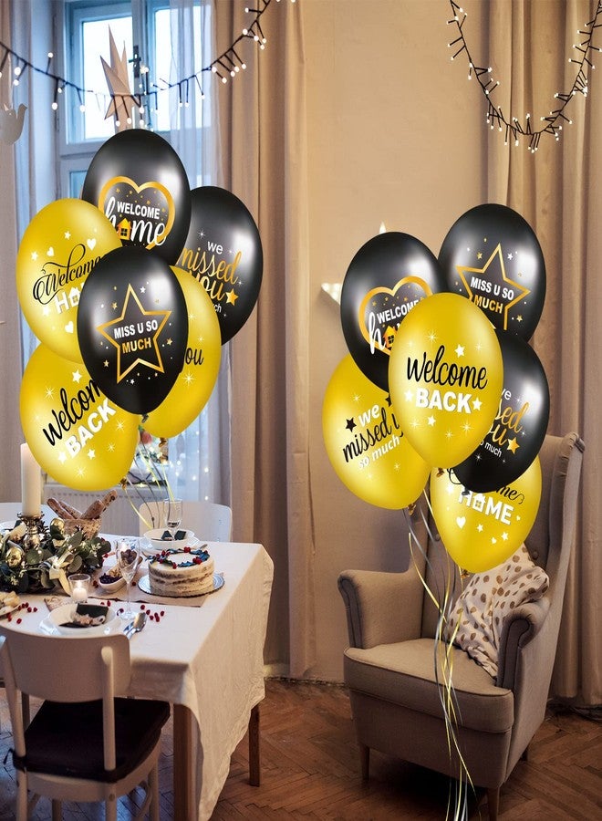 Harrycle 45 Pcs Welcome Home Balloon Decoration 12 Inch Black and Gold We Missed You So Much Balloon for Family Gathering Housewarming Reunion Army Theme Home Deployment Return Party - Image 5