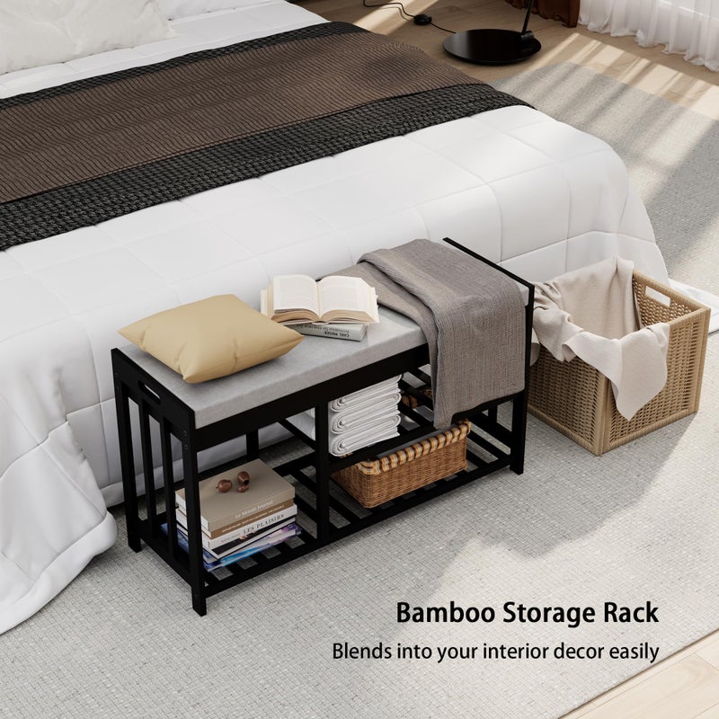 APRTAT 3-Tier Bamboo Shoe Rack Bench, Shoe Storage Organizer Bench, Entryway Benchs, Shoes Rack for Front Door Entrance, Entryway Bathroom Bedroom - Image 5