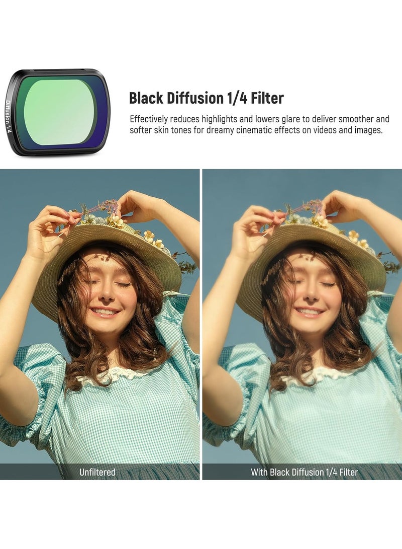Neewer Magnetic Effect Filter Set Compatible with DJI OSMO Pocket 3 Creator Combo Accessories, 4 Pack 8X Star/Blue Streak Anamorphic/Light Pollution Reduction/Black Diffusion 1/4 Mist Filters  - Image 3