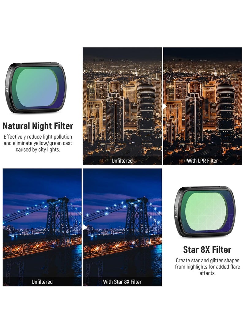 Neewer Magnetic Effect Filter Set Compatible with DJI OSMO Pocket 3 Creator Combo Accessories, 4 Pack 8X Star/Blue Streak Anamorphic/Light Pollution Reduction/Black Diffusion 1/4 Mist Filters  - Image 5