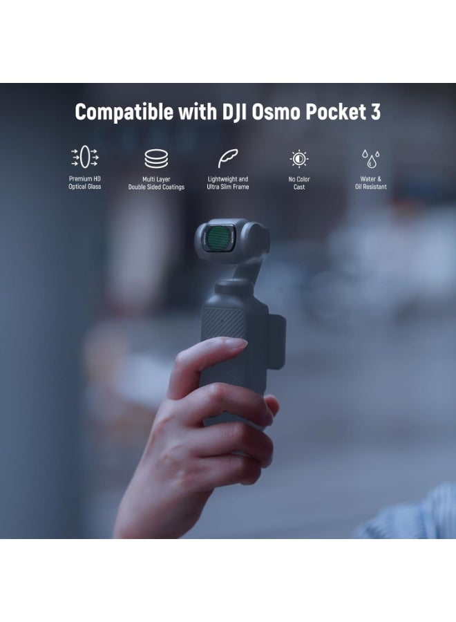 Neewer Magnetic Effect Filter Set Compatible with DJI OSMO Pocket 3 Creator Combo Accessories, 4 Pack 8X Star/Blue Streak Anamorphic/Light Pollution Reduction/Black Diffusion 1/4 Mist Filters - Image 3