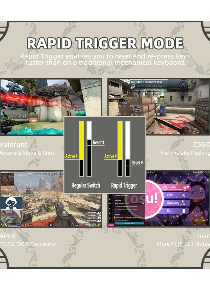 هجوم القرش - لوحة مفاتيح الألعاب الميكانيكية K85 Rapid Trigger 75% سلكية مع مفتاح تشغيل قابل للتعديل وقابل للتبديل السريع ومقبض مغناطيسي قابل للبرمجة وأغطية مفاتيح TKL RGB ذات الإضاءة الخلفية PBT لألعاب Windows Mac - Image 1