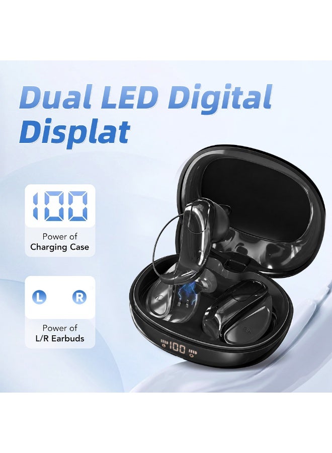 caijin Open-Ear Headphones,Bluetooth 6.0,Secure Fit, 13mm Bass Drivers, ENC Noise Cancellation, IPX5 Waterproof, 48h Total Battery Life & LED Charging Case - Image 2