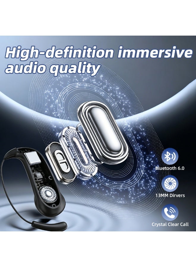 caijin Open-Ear Headphones,Bluetooth 6.0,Secure Fit, 13mm Bass Drivers, ENC Noise Cancellation, IPX5 Waterproof, 48h Total Battery Life & LED Charging Case - Image 3