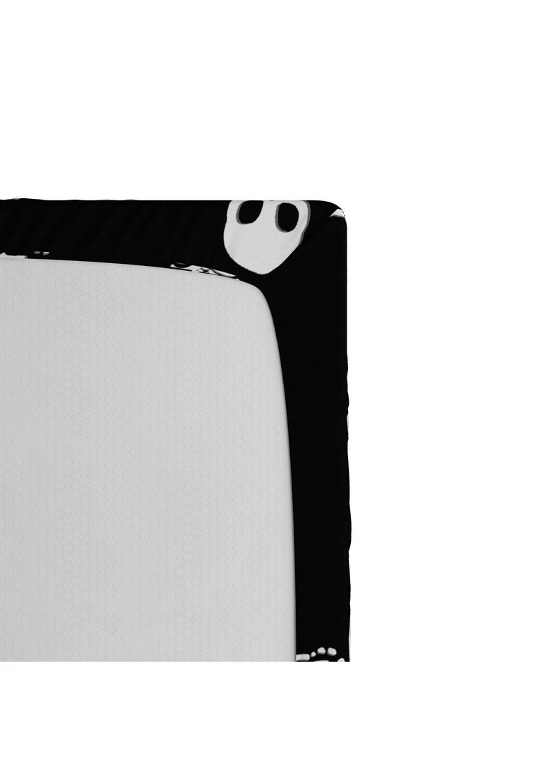 Ambesonne Ambesonne Skeleton Fitted Sheet  Simple Monochrome Pattern of Pointing Funny Spooky Halloween  Bed Cover with All-Round Elastic Deep Pocket for Comfort  Twin Size  Charcoal Grey and White  - Image 3