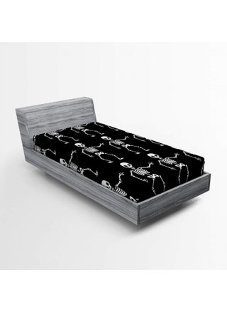 Ambesonne Skeleton Fitted Sheet  Simple Monochrome Pattern of Pointing Funny Spooky Halloween  Bed Cover with All-Round Elastic Deep Pocket for Comfort  Twin Size  Charcoal Grey and White - pzsku/ZD373E88C52FFF20E6186Z/45/1749650842/e470b2de-6a50-4008-aca7-d4464659127e