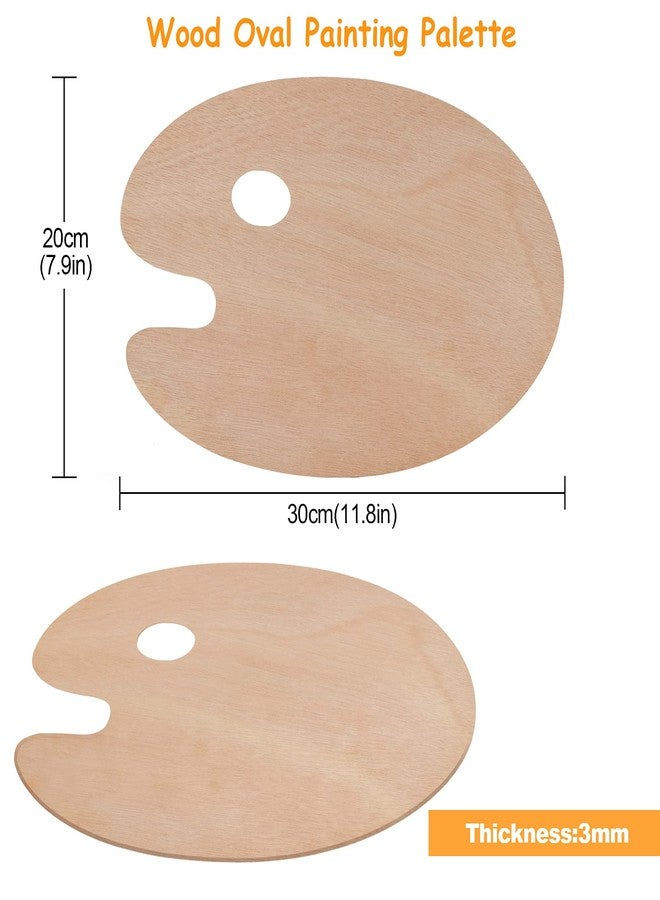 ZOEYES 20 Pack Oval-Shaped Oil Painting Palette with Thumb Hole, Wooden Art Palette for Painting (8 x 12 Inches) - Image 2