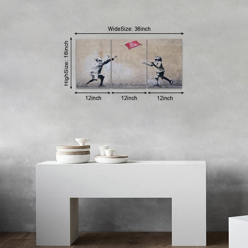KAWAHONE Abstract Canvas Wall Art-Banksy Wall Art-Banksy No Ball Games Graffiti & Street Art Urban for Living Room, Bedroom, Office-24x36 Inchx3pcs - Image 4