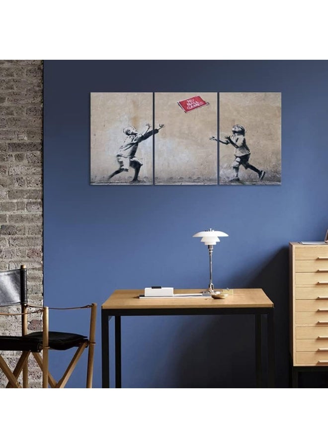 KAWAHONE Abstract Canvas Wall Art-Banksy Wall Art-Banksy No Ball Games Graffiti & Street Art Urban for Living Room, Bedroom, Office-24x36 Inchx3pcs - Image 3
