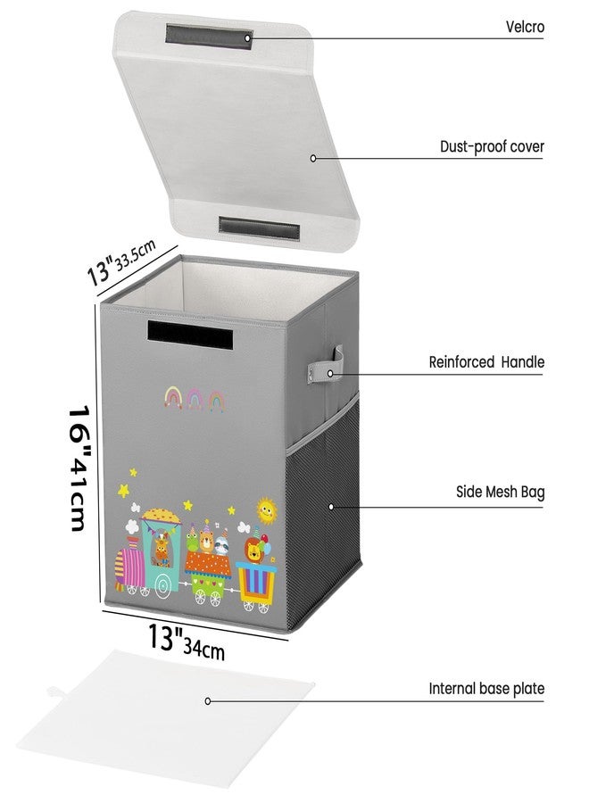 ADEHMDA 40L Large Toy Storage Box with Lid, Large Toy Box Chest for Kids, Girls and Boys, Nursery Room and Living Room, 13"x13" x16" (grey-train) - Image 3