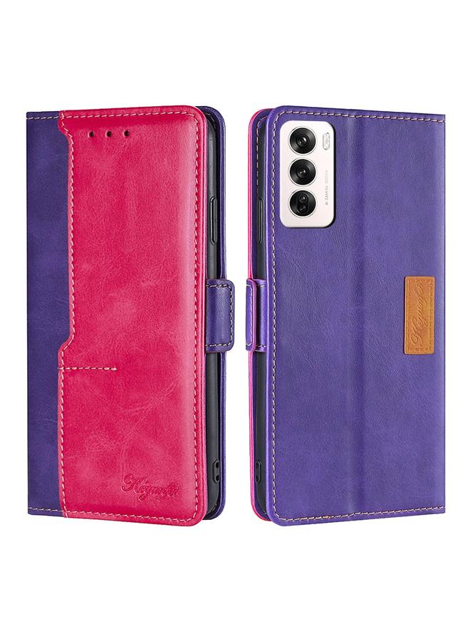 S-TOP Case For OPPO Reno12 5G Global Contrast Color Side Buckle Leather Phone Case - Image 1