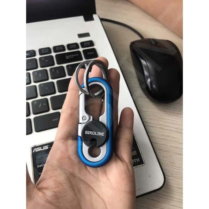 BIRDLINE Multifunction Keychain 5 IN 1 Heavy Duty Dual Metal Ring, Bottle Opener, Mobile Phone Holder, 360° Rotate Spinner - Outdoor Carabiner Portable Key-chain For Bike & Car. - Image 2