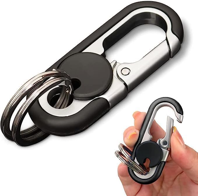 BIRDLINE Multifunction Keychain 5 IN 1 Heavy Duty Dual Metal Ring, Bottle Opener, Mobile Phone Holder, 360° Rotate Spinner - Outdoor Carabiner Portable Key-chain For Bike & Car. - Image 1