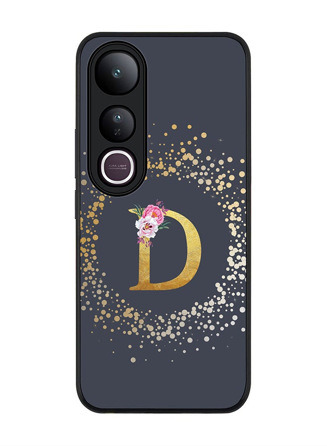 Stylizedd For vivo V50 Lite Case,Slim fit Camera Protection, Shockproof Thin Phone cover  - Custom Monogram Floral - D  (Grey )