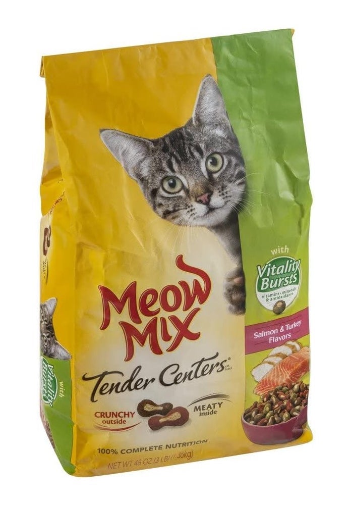 Meow Mix Tender Centers with Vitality Burst Cat Food, Salmon & Turkey Flavors, 1.36kg - Image 2