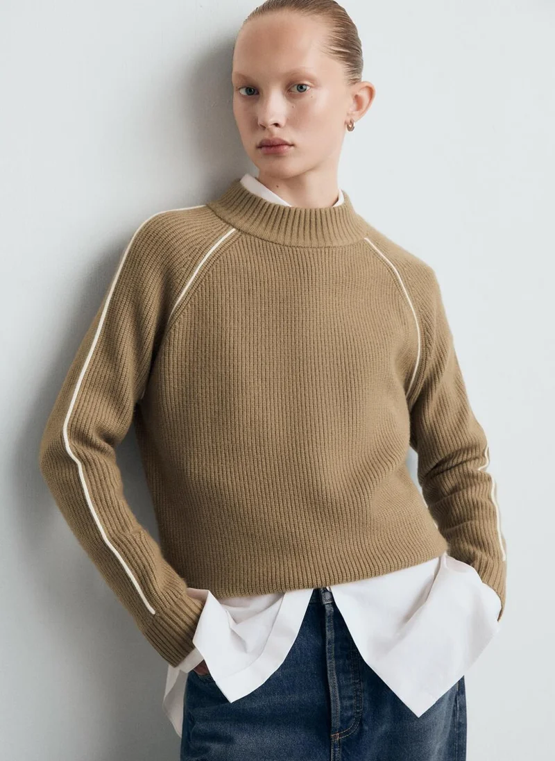 MANGO Sweater with contrasting stripes and perkins collar