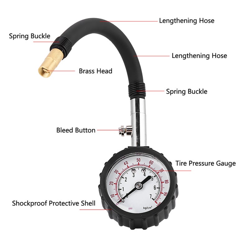 Tyre Tire Pressure Gauge Meter Tester for Car Truck Motorcycle Bike - Image 1