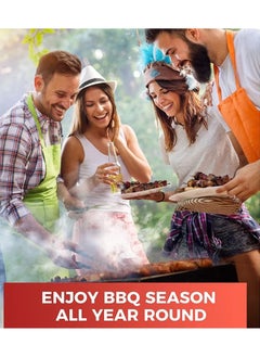 XiuWoo Charcoal Grills Folded Camping Barbecue Grill BBQ Barbecue Stove Carbon Grill Barbecue Utensils for Garden Backyard Party Picnic Camping Outdoor Cooking Suit for 5-15 Person White  - Image 2