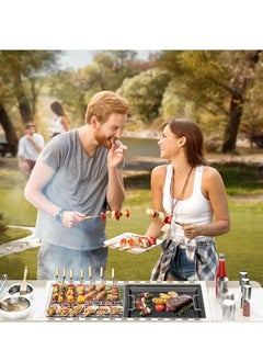 XiuWoo Charcoal Grills Folded Camping Barbecue Grill BBQ Barbecue Stove Carbon Grill Barbecue Utensils for Garden Backyard Party Picnic Camping Outdoor Cooking Suit for 5-15 Person White  - Image 3