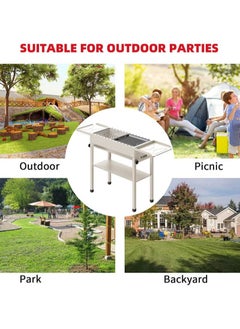 XiuWoo Charcoal Grills Folded Camping Barbecue Grill BBQ Barbecue Stove Carbon Grill Barbecue Utensils for Garden Backyard Party Picnic Camping Outdoor Cooking Suit for 5-15 Person White  - Image 5