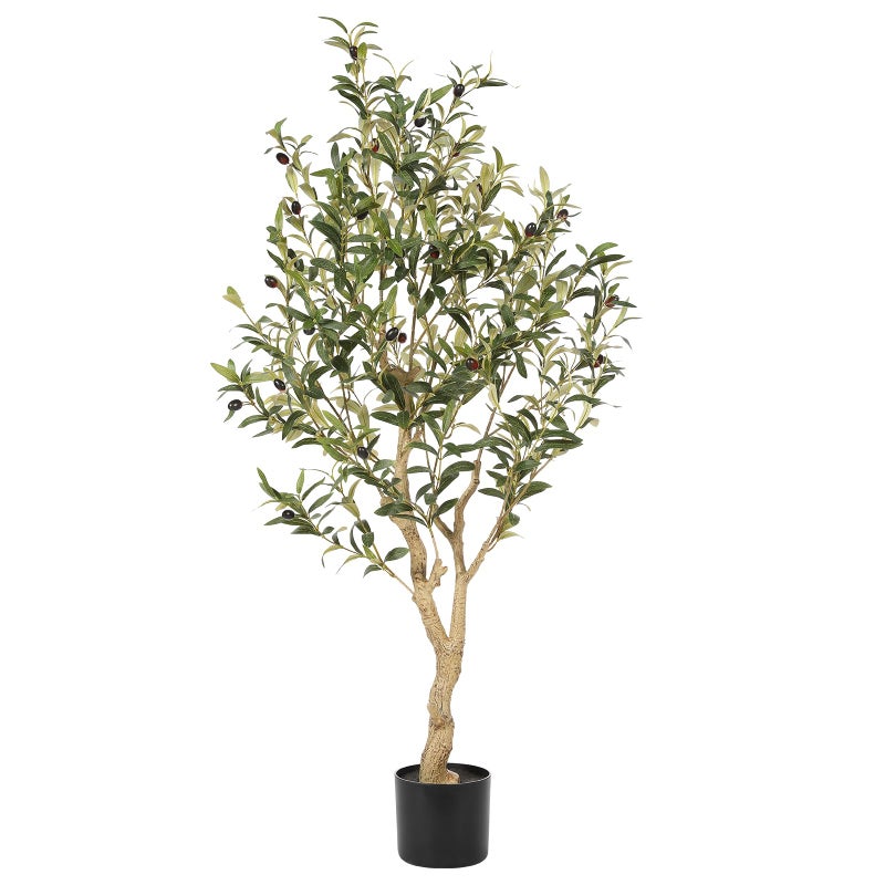Realead Faux Olive Tree 4ft - Realistic Indoor Olive Tree Plants - Fake Olive Tree with Thick Trunk and Lifelike Fruits - Artificial Olive Trees for Modern Home Office Decor Indoor - Image 1