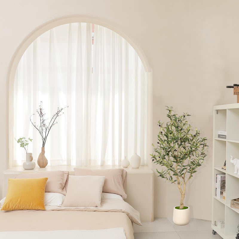 Realead Faux Olive Tree 4ft - Realistic Indoor Olive Tree Plants - Fake Olive Tree with Thick Trunk and Lifelike Fruits - Artificial Olive Trees for Modern Home Office Decor Indoor - Image 2