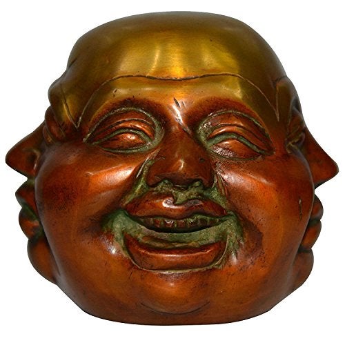 Idol Collections Four Face Brass Laughing Buddha/Happy Buddha, Height : 3.4 inches - Image 1