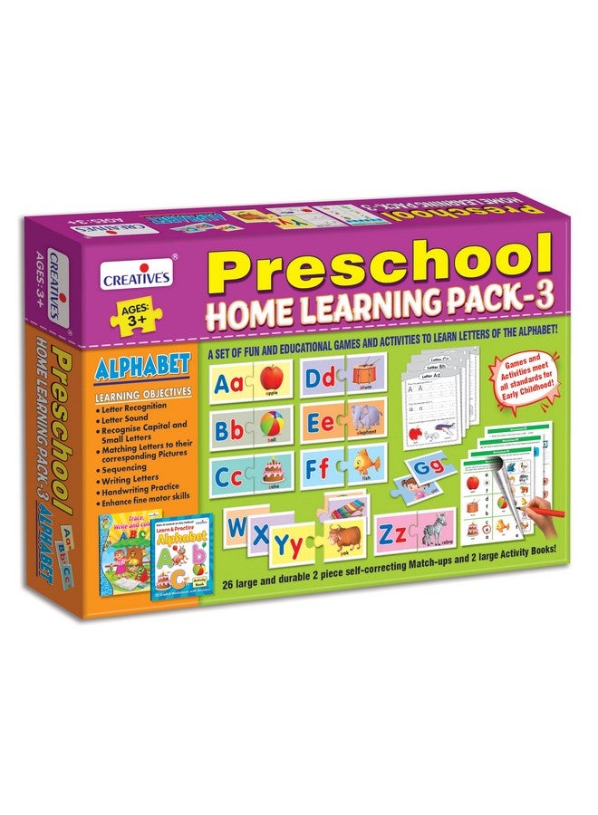 كرييتف إديوكيشنال آيدز وسائل تعليمية إبداعية لمرحلة ما قبل المدرسة - التعلم المنزلي - الحروف الأبجدية الثلاثة | تدريب على الكتابة اليدوية | كتابة الحروف | ألعاب تعليمية تفاعلية | للأطفال من سن 3 سنوات فما فوق - متعدد الألوان - Image 1