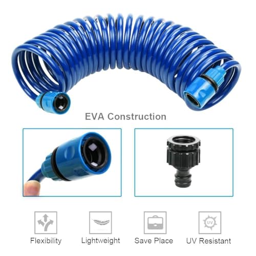 PiscatorZone EVA Recoil Garden Hose 25ft - Includes 7 Pattern Spray Nozzle,Retractable Curly Water Hose - Image 3