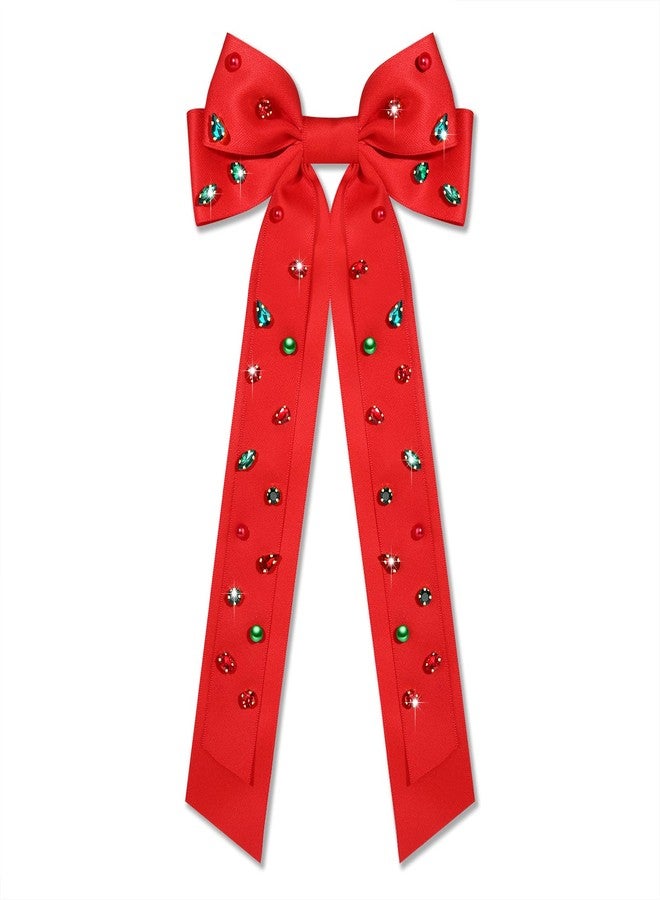 مولوك مشابك شعر لعيد الميلاد، مشابك شعر على شكل فيونكات، فيونكات شعر على شكل شجرة عيد الميلاد وغزال الرنة، إكسسوارات شعر لعيد الميلاد، خرز أحمر - Image 2