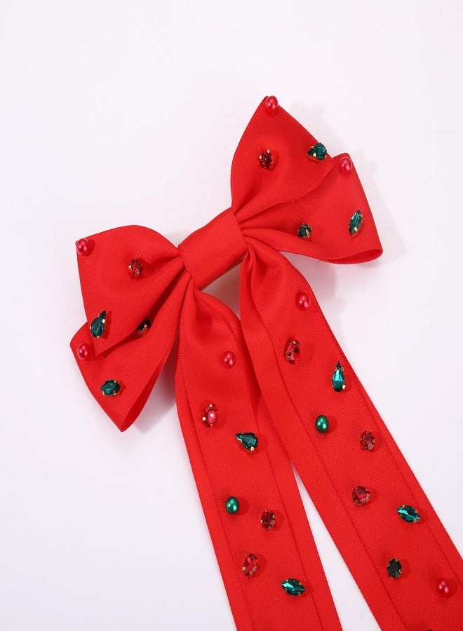 مولوك مشابك شعر لعيد الميلاد، مشابك شعر على شكل فيونكات، فيونكات شعر على شكل شجرة عيد الميلاد وغزال الرنة، إكسسوارات شعر لعيد الميلاد، خرز أحمر - Image 5