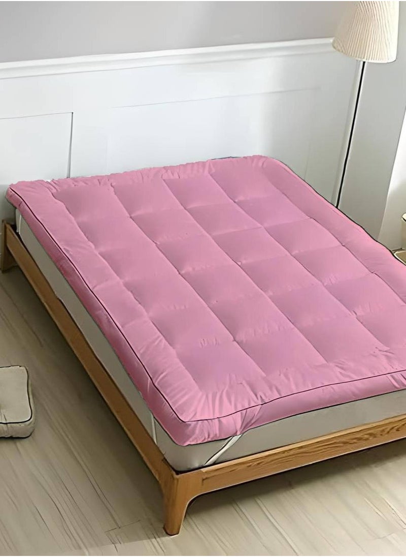 MAXQON Mattress Topper 10CM Thickness Quilted Microfiber 900gsm, King/Queen/Double/Single Sizes, Color Pink  - Image 2
