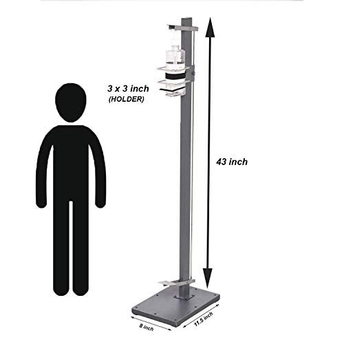 LEVON Touch Free Foot Pedal Activated Hand Sanitizer Dispenser Stand - 100% Mechanical, Silver - Image 4