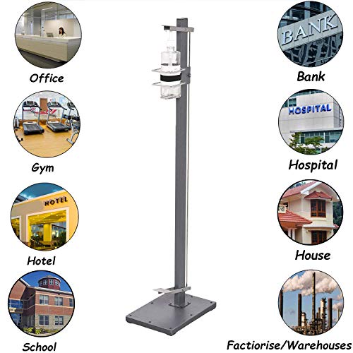 LEVON Touch Free Foot Pedal Activated Hand Sanitizer Dispenser Stand - 100% Mechanical, Silver - Image 2