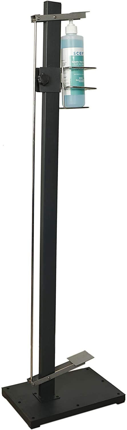 LEVON Touch Free Foot Pedal Activated Hand Sanitizer Dispenser Stand - 100% Mechanical, Silver - Image 1