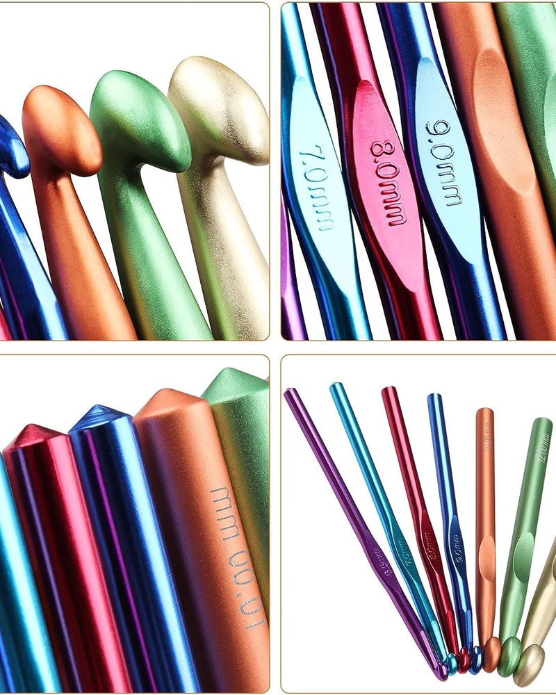 Aeelike Large Aluminum Crochet Hooks Huge Metal Crochet Hook Set - Crochet Needles for Thick Bulky Yarn Blankets - Beginners Big Crochet Set Size 6.5mm 7mm 8mm 9mm 10mm 12mm 15mm - Image 2