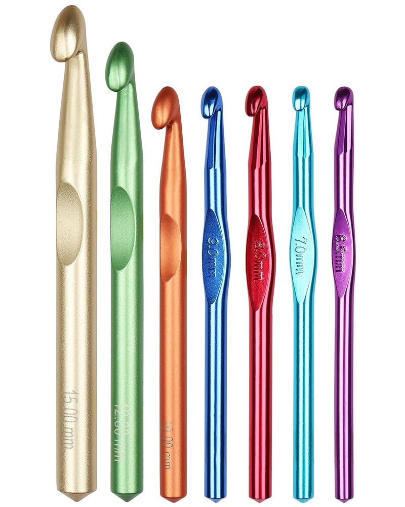 Aeelike Large Aluminum Crochet Hooks Huge Metal Crochet Hook Set - Crochet Needles for Thick Bulky Yarn Blankets - Beginners Big Crochet Set Size 6.5mm 7mm 8mm 9mm 10mm 12mm 15mm - Image 1