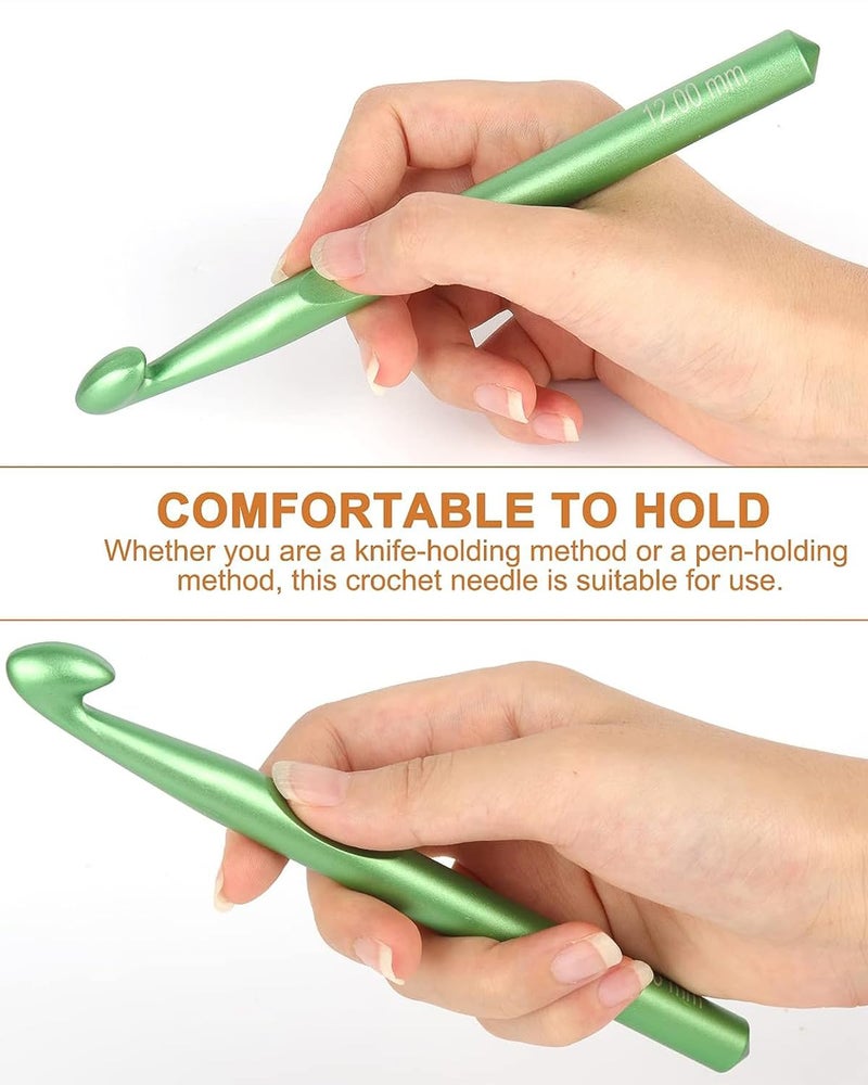 Aeelike Large Aluminum Crochet Hooks Huge Metal Crochet Hook Set - Crochet Needles for Thick Bulky Yarn Blankets - Beginners Big Crochet Set Size 6.5mm 7mm 8mm 9mm 10mm 12mm 15mm - Image 4