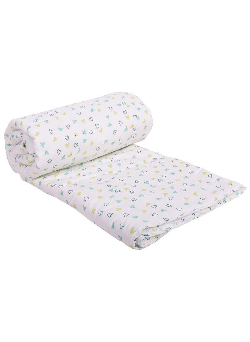 MOM'S HOME MOM'S HOME Organic Cotton Baby AC Quilt Blanket- 0-3 Year-110x120 and Organic Cotton Muslin Sleeping Cum Carrying Nest Bag- 0-11 Months - Green Heart  - Image 3